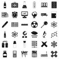 Chemical equipment icons set, simple style