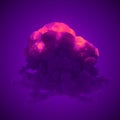 Chemical explosion with fantastic great cloud of violet smoke. 3d rendering Royalty Free Stock Photo