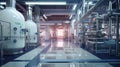 Chemical factory. Interior of a high-tech plant with tanks and pipes. Pharmaceutical or medical laboratory. AI Generated Royalty Free Stock Photo