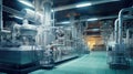 Chemical factory. Interior of a high-tech plant with tanks and pipes. Pharmaceutical or medical laboratory. AI Generated Royalty Free Stock Photo