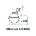 Chemical factory line icon, vector. Chemical factory outline sign, concept symbol, flat illustration