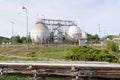 Chemical factory storage old tank industrial area