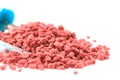 Chemical fertilizer and scoop on white. Royalty Free Stock Photo