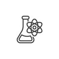 Chemical flask and atom line icon