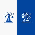 Chemical, Flask, Heart, Love Line and Glyph Solid icon Blue banner Line and Glyph Solid icon Blue banner Royalty Free Stock Photo