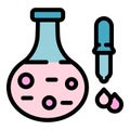 Chemical flask pipette icon color outline vector