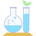Chemical flask and plant icon flat vector Royalty Free Stock Photo