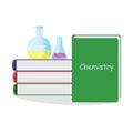 Chemical flask to test the reaction of experience with learning books Royalty Free Stock Photo