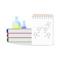 Chemical flask to test the reaction of experience with learning books Royalty Free Stock Photo