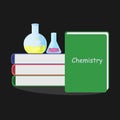 Chemical flask to test the reaction of experience with learning books Royalty Free Stock Photo