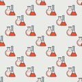 Chemical Flasks vector Chemistry colored seamless pattern Royalty Free Stock Photo