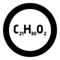 Chemical formula C21H30O2 Cannabidiol CBD Phytocannabinoid marijuana pot grass hemp cannabis molecule icon in circle round black