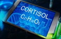 The chemical formula of cortisol Royalty Free Stock Photo