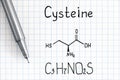 Chemical formula of Cysteine with pen Royalty Free Stock Photo