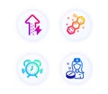 Chemical formula, Energy growing and Time management icons set. Nurse sign. Vector