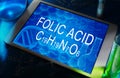 The chemical formula of Folic acid Royalty Free Stock Photo