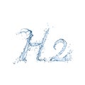 Chemical formula H2 made of water on white background