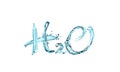 Chemical formula H2O made of water on white background