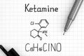 Chemical formula of Ketamine with black pen