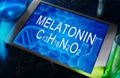 The chemical formula of melatonin Royalty Free Stock Photo