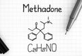 Chemical formula of Methadone with black pen Royalty Free Stock Photo