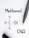 Chemical formula of Methanol with black pen Royalty Free Stock Photo