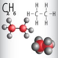 Chemical formula and molecule model of Ethane C2H6