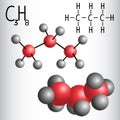Chemical formula and molecule model of Propane C3H8 Royalty Free Stock Photo