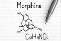 Chemical formula of Morphine with pen Royalty Free Stock Photo