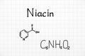 Chemical formula of Niacin. Royalty Free Stock Photo