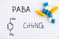 Chemical formula of PABA with some pills.