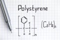 Chemical formula of Polystyrene with pen. Royalty Free Stock Photo