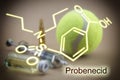 Chemical formula of probenecid, concept of doping in the sport