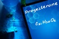 The chemical formula of progesterone. Royalty Free Stock Photo