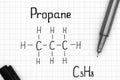 Chemical formula of Propane with black pen Royalty Free Stock Photo
