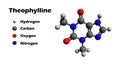 Theophylline 3D chemical formula Royalty Free Stock Photo