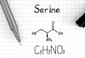 Chemical formula of Serine with pen Royalty Free Stock Photo