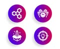 Chemical formula, Startup and Safe time icons set. Idea sign. Chemistry, Innovation, Hold clock. Solution. Vector