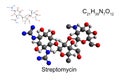 Chemical formula, structural formula and 2D ball-and-stick model of aminoglycoside antibiotic streptomycin