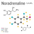 Chemical formula of a vector noradrenaline molecule Royalty Free Stock Photo