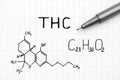 Chemical formula of THC with black pen. Royalty Free Stock Photo