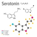 Chemical formula of the vector serotonin molecule