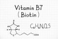 Chemical formula of Vitamin B7 Biotin.