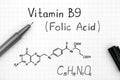 Chemical formula of Vitamin B9 Folic Acid with black pen Royalty Free Stock Photo