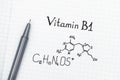 Chemical formula of Vitamin B1 with pen Royalty Free Stock Photo