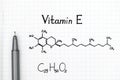 Chemical formula of Vitamin E with black pen Royalty Free Stock Photo