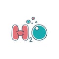 Chemical formula of water H2O. Cartoon comic style. Royalty Free Stock Photo