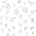 Chemical formulas. Seamless pattern. Vector background on white. Royalty Free Stock Photo