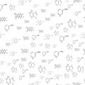 Chemical formulas. Seamless pattern. Vector background on white. Royalty Free Stock Photo