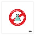 Chemical free icon, caution sign for food products